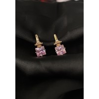 Сережки англійський замок  з позолотою рожевого кольору 30614