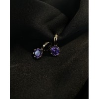 Серьги со стразом фиолетового цвета 30617
