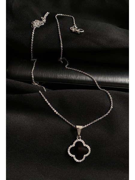 Кулон "Клевер" з ланцюжком срібного кольору 30621