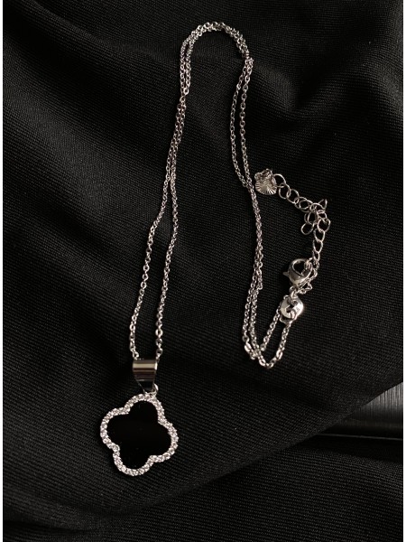 Кулон "Клевер" з ланцюжком срібного кольору 30621