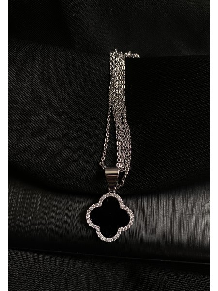 Кулон "Клевер" з ланцюжком срібного кольору 30621