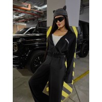 Жіночий велюровий комбінезон чорного кольору 30653