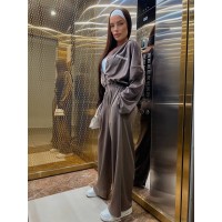 Женский велюровый комбинезон коричневого цвета 30657