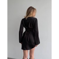 Легкое шелковое платье мини черного цвета 30660