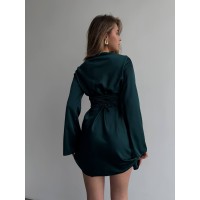 Легка шовкова сукня міні смарагдового кольору 30661