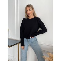 Жіночий светр на затяжках черного кольору 30663