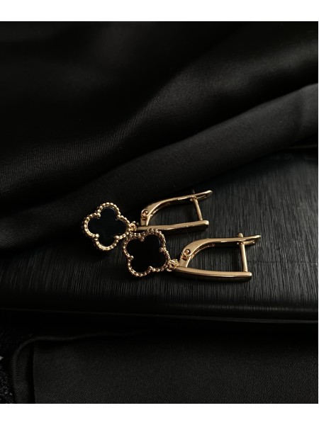 Сережки "Клевер" золотого кольору 30716