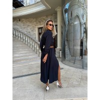 Легка сукня міді на гудзиках чорного кольору 30704