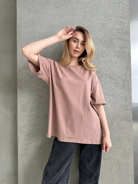 Базова жіноча футболка кавового кольору 30732