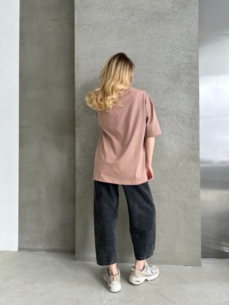 Базова жіноча футболка кавового кольору 30732