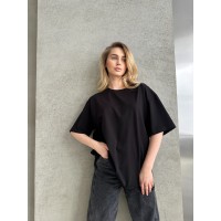 Базова жіноча футболка чорного кольору 30733