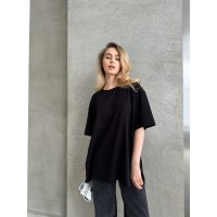 Базова жіноча футболка чорного кольору 30733
