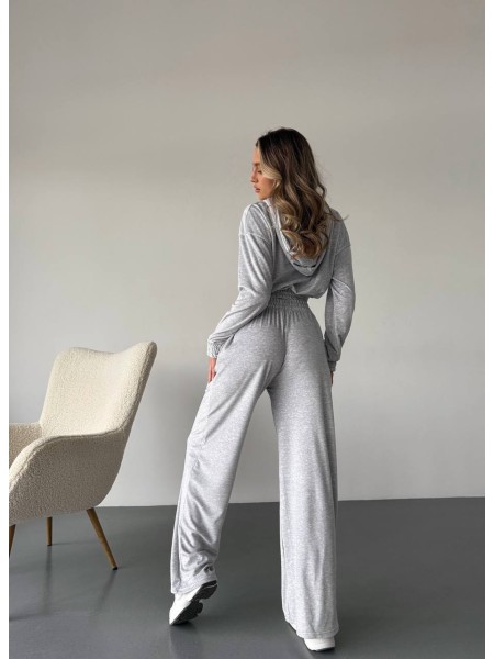 Женский велюровый костюм серого цвета 30779