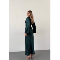 Легка шовкова сукня міді смарагдового кольору 30780