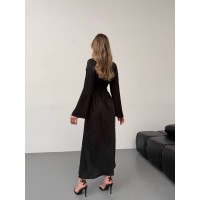 Легка шовкова сукня міді чорного кольору 30781