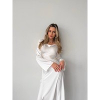 Легка шовкова сукня міді молочного кольору 30782