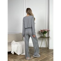 Жіночий домашній костюм у рубчик сiрого кольору 30793