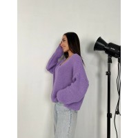 В'язаний жіночий светр бузкового кольору 30819