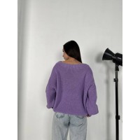 В'язаний жіночий светр бузкового кольору 30819