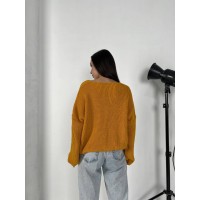 В'язаний жіночий светр помаранчевого кольору 30820
