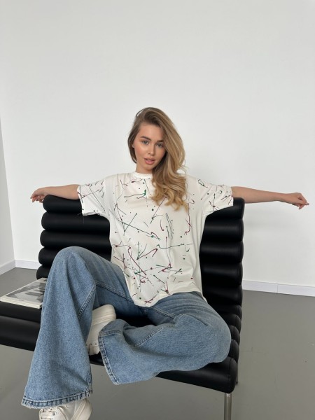 Базова жіноча футболка з написом бiлого кольору 30821