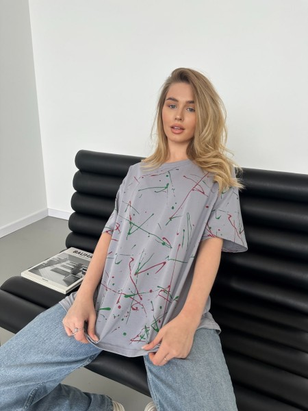 Базова жіноча футболка з написом сiрого кольору 30822