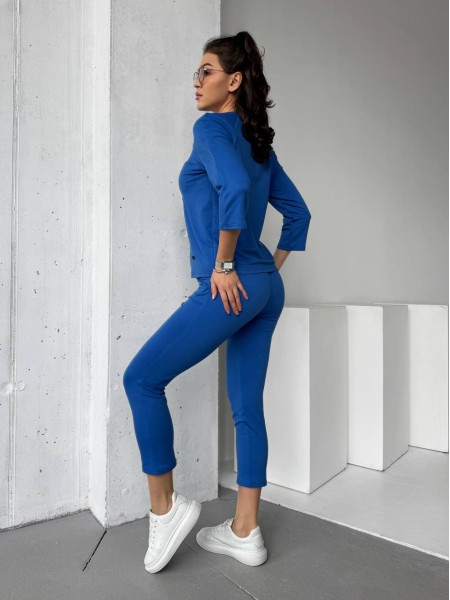 Легкий женский спортивный костюм синего цвета 30827