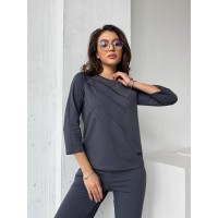 Легкий женский спортивный костюм серого цвета 30828