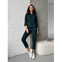 Легкий спортивний костюм для жінок смарагдового кольору 30831