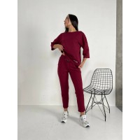 Легкий женский костюм бордового цвета 30834
