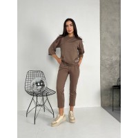 Легкий женский костюм кофейного цвета 30838