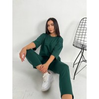 Легкий женский костюм изумрудного цвета 30839