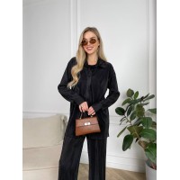 Легкий жіночiй класичний костюм чорного кольору 30845