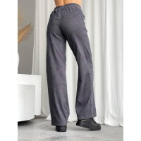 Жіночі штани палаццо із мікро-вельвету сiрого кольору 30856