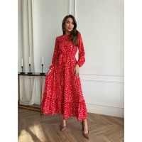 Легкое платье средней длинны красного цвета 30866