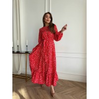 Легкое платье средней длинны красного цвета 30866