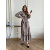 Легкое платье средней длинны бежевого цвета 30867