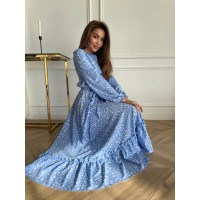 Легкое платье средней длинны голубого цвета 30869