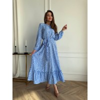 Легкое платье средней длинны голубого цвета 30869