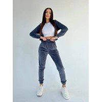 Женский велюровый костюм серого цвета 30894