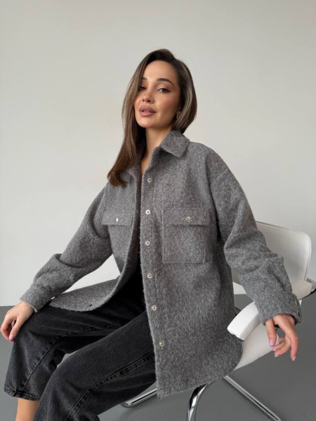 Жіноча сорочка з букле сірого кольору 30900