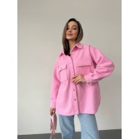 Женская рубашка из букле розового цвета 30901