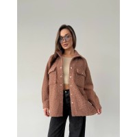 Женская рубашка из букле кофейного цвета 30903