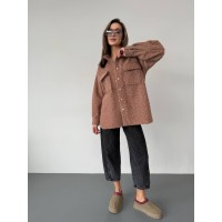 Женская рубашка из букле кофейного цвета 30903