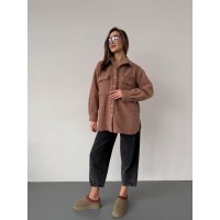 Женская рубашка из букле кофейного цвета 30903