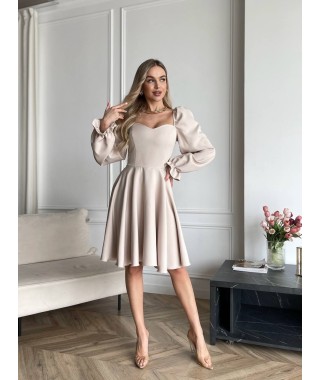 Класична сукня мiнi бежевого кольору 30905