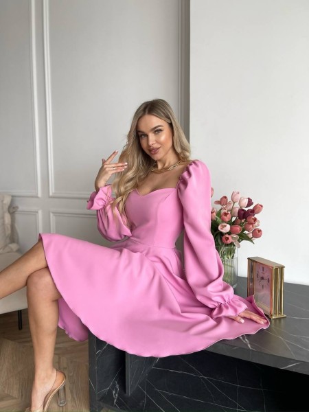 Классическое платье мини розового цвета 30907