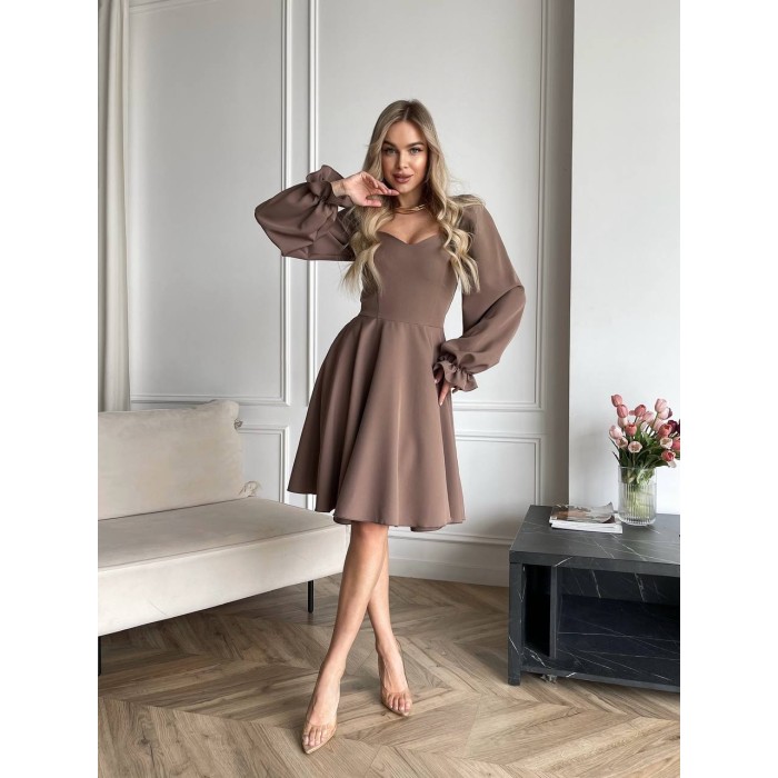 Класична сукня мiнi кавового кольору 30909