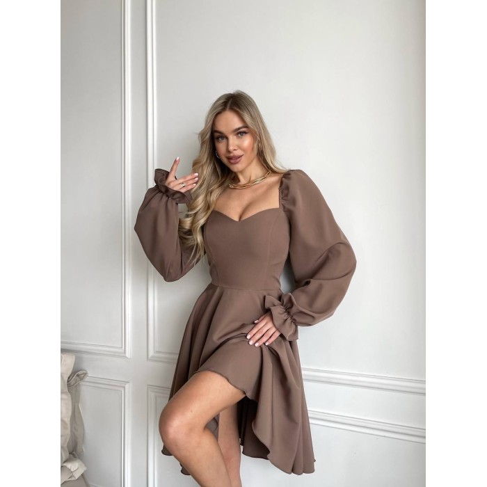 Класична сукня мiнi кавового кольору 30909