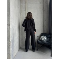 Прогулянковий жіночий костюм із трикотажу чорного кольору 30932